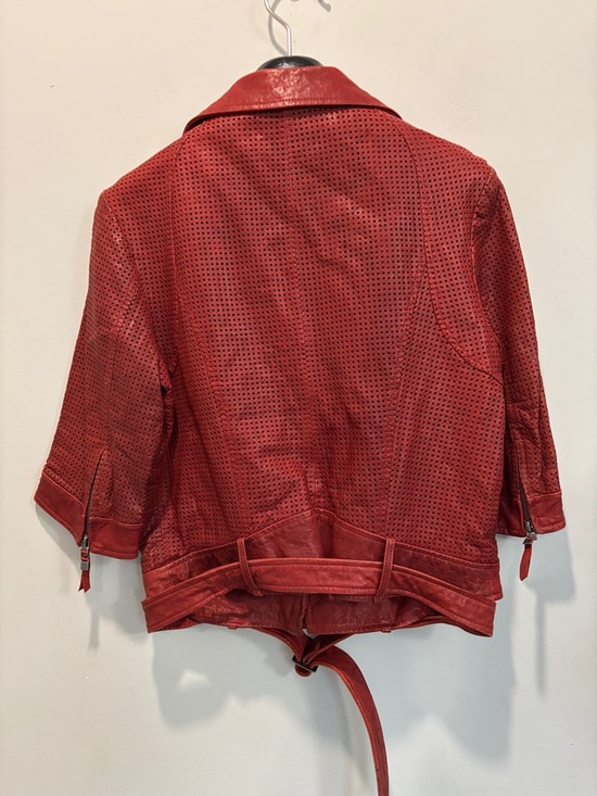 Women's Red Leather Jacket size medium - Picture 9 of 15